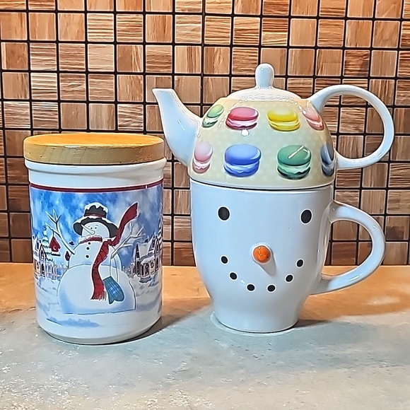 Snowman ⛄️ Macaron Mug Lot - Picture 1 of 11
